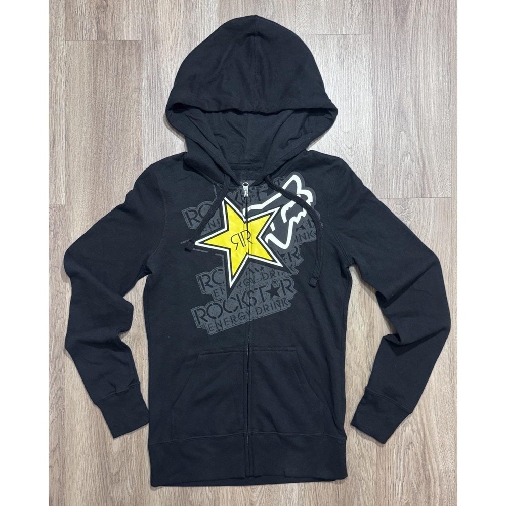 Y2K Fox Racing Rockstar Energy Drink Zip Up Women Hoodie Size S